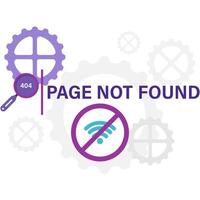 page not found with gear and network disruptions vector