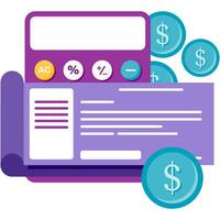 payment receipts and calculator, report and financials vector