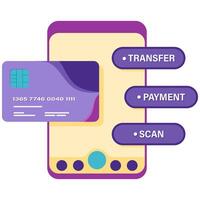 smartphone with credit card elements and digital financial application functions vector