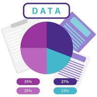 division with pie chart and financial analysis vector
