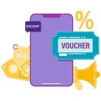 smartphone with a digital voucher, online store vector