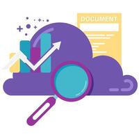 cloud computing concept with magnifier vector