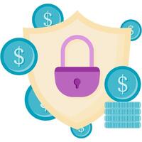 shield with padlock and coins vector