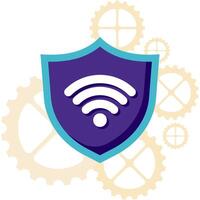 shield and internet signal symbol, internet network security vector