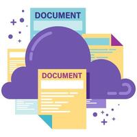 cloud storage with files and documents vector