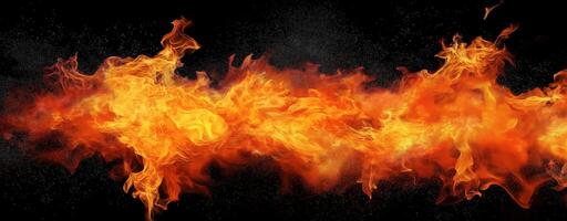 Flames with vivid orange and red hues on a dark background, heat and energy photo