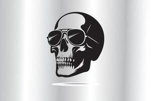 silhouette of skull with sunglass in black and white vector