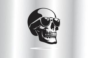 silhouette of skull in black and white vector