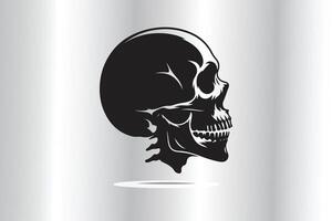 silhouette of skull in side view in black and white vector