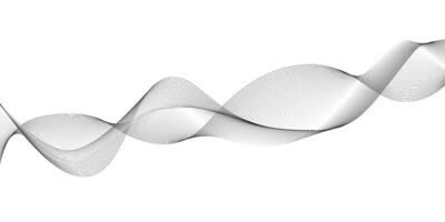 Black and White Wave Lines. Abstract Flowing Digital Art vector