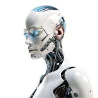 Futuristic ai-powered humanoid robot isolated setting digital art technology environment side view innovation concept png