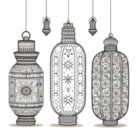 Ramadan lantern display with intricate patterns cultural festival decorative art evening setting creative showcase png