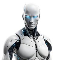 Futuristic ai-powered humanoid robot isolated environment 3d render high-tech close-up technology advancement png
