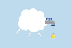 Thinking idea, collective thought sphere with tap to produce bright idea results. vector