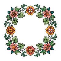 Botanical Round Frame with Flowers vector