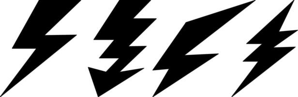 Doodle lightning set icon Stencil thunder charging power light vector