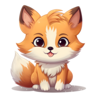 Charming chibi fox character digital art isolated environment playful imagery whimsical concept png