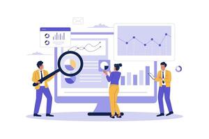 Illustration of people analyzing business data vector