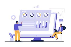 Business data analysis and statistics illustration vector
