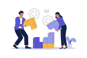 Illustration of Business team work building collaboration vector