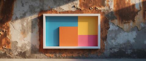 Blank Advertising Space on Urban Wall with Rusty Background photo