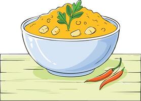 curry in bowl vector