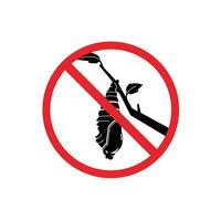prohibited and dangerous signs. caterpillar danger. it is forbidden to bring caterpillar in here vector