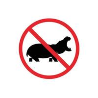 prohibited and dangerous signs. hippo danger. it is forbidden to bring hippo vector