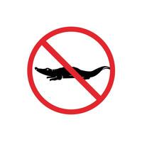 prohibited and dangerous signs. crocodile danger. it is forbidden to bring crocodile vector