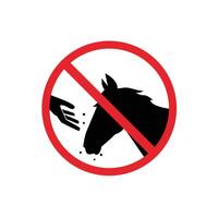 prohibited and danger signs. do not feed the horses. it is forbidden to feed animals vector