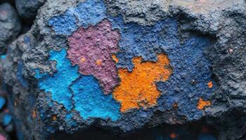 Colorful paint on a rock wall photo