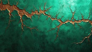 A green and gold background with cracks photo