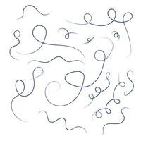 blue pen scribbles set vector