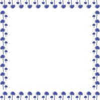 Square frame of palm. Blue desert palm oasis on white background border with empty space for your text vector