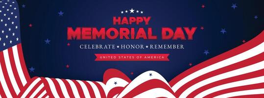 Memorial Day background with red, white, and blue waves and stars for festive marketing, event design, and promotional use vector