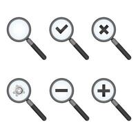 Magnifying glass icons set. Search and review. zoom in and out symbol. illustration vector