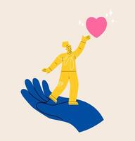 Concept of support. Hand with woman and heart shape. Colorful illustration vector