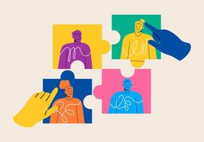 Effective team building and management. Leadership concept. Colorful illustration vector