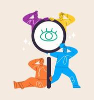 Opportunity search concept business idea or new employee looking in the direction of future choice of development. Colorful illustration vector