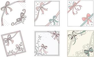Set of greeting cards with bows and ribbons vector