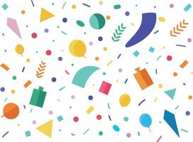 Colorful geometric shapes, Confetti pattern, Abstract design, Festive background, Playful composition, Vibrant colors, Scattered elements, Minimalist style vector