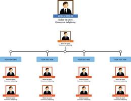 Organization Chart Infographics with People Icon and Abstract Line, Business Structure, Illustration. vector