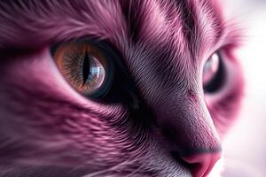 Hyperrealistic Macro Close Up of a Cat Face with Mesmerizing Eyes and Vivid Fur in a Surreal Futuristic Digital Cyberpunk Art Style photo