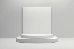 Minimalist White Display Pedestal with Blank Backdrop vector