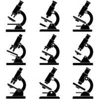 a set of microscope silhouette vector