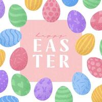 Happy easter egg background with colorful eggs vector