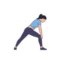 A woman is doing a squat exercise vector