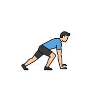 A man is doing a push up on a white background vector