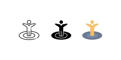 iam here icon set. Linear, silhouette and flat styles are editable. vector