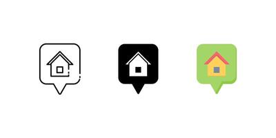 house location icon set. Linear, silhouette and flat styles are editable. vector